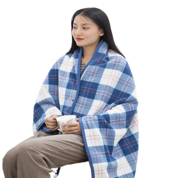 Dobbelt-lags Lazy Shawl Tæppe Fugtabsorption Opvarmning Varmt Tæppe Kontor Hjem Fritid Multi-purpose Nap Enkelt tæppe elegant blue 100x140cm