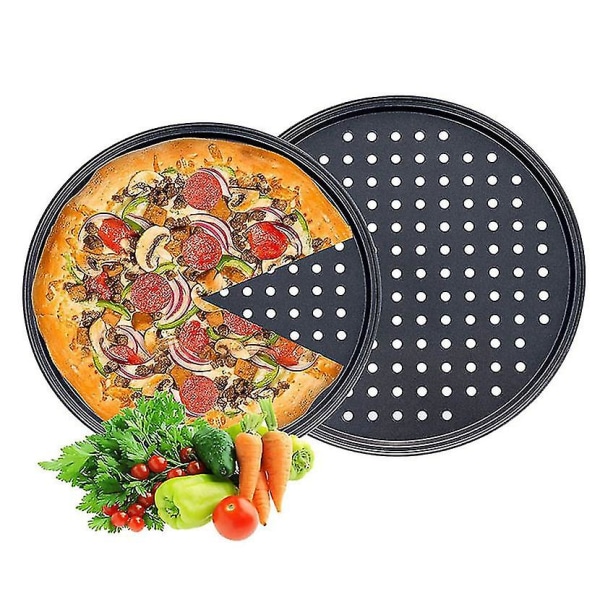 Set, non-stick perforerade pizzabrickor, för ugn, 2 st