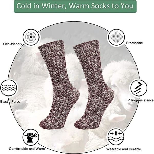 Breathable Snowflake Socks Warm Soft Wool Socks Cozy Crew For Going Out In Winter-style 3
