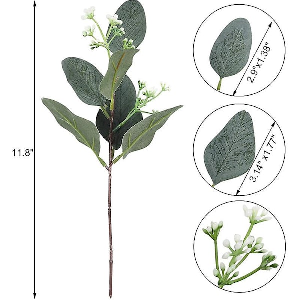 10 st konstgjord eukalyptusbladstam konstgjord blomma kort silverdollargren Gröna Växtbukett Bröllopsdekoration