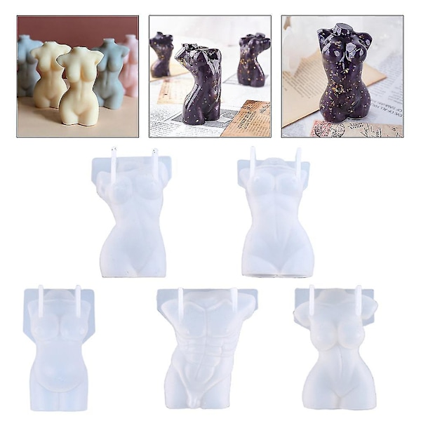 DIY 3d Art Body Candle Crystal Epoxy Resin Form Mänskligt gipsvax Form