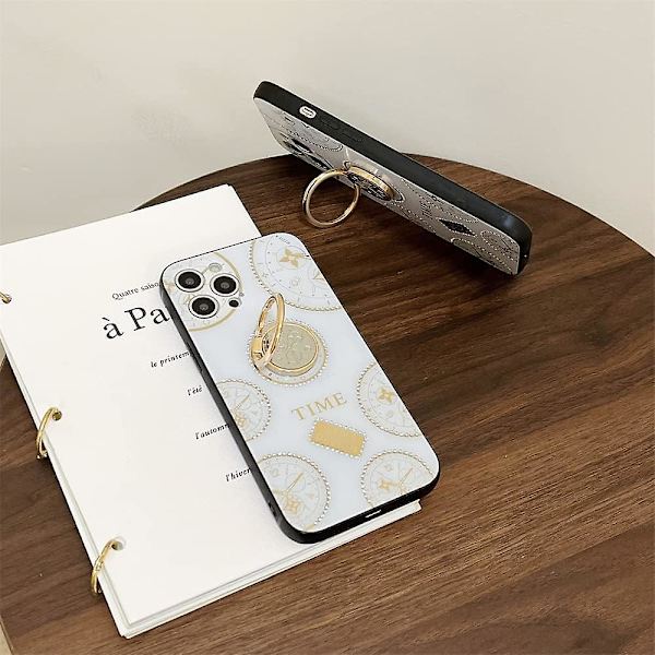 Söt Plating Time Clock Bracket Telefonfodral Kompatibel med Iphone 12 Pro Max 6,7" silikonskal Trendigt Jeweled Stand Holder Shell För Iphone 12 Pro