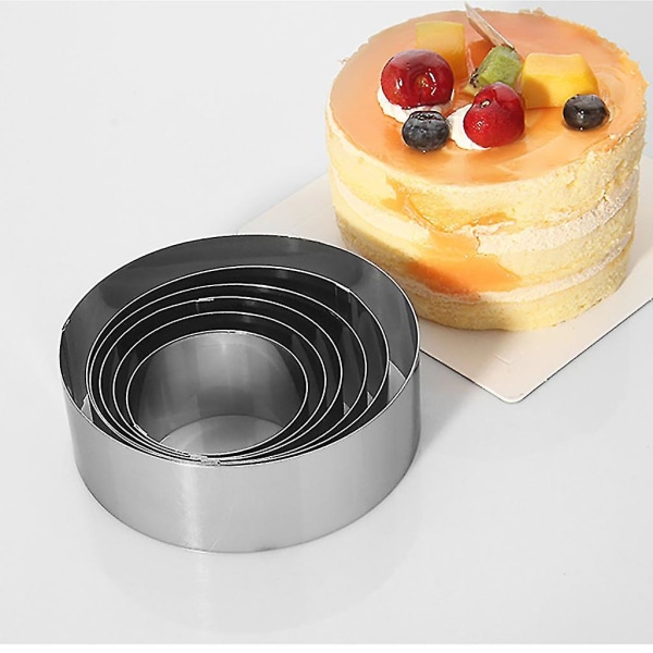 Rund Mousse Tårta Matklassad Rostfritt Stål Bakverk Ring För Bakning 6st Silver
