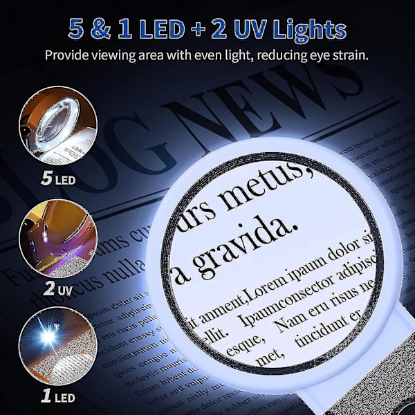 Suurennettu lasi Led-valokehyksellä - 25x 8x kädessä pidettävä pidike CAN olla taitettava ja taitettava suuri peili
