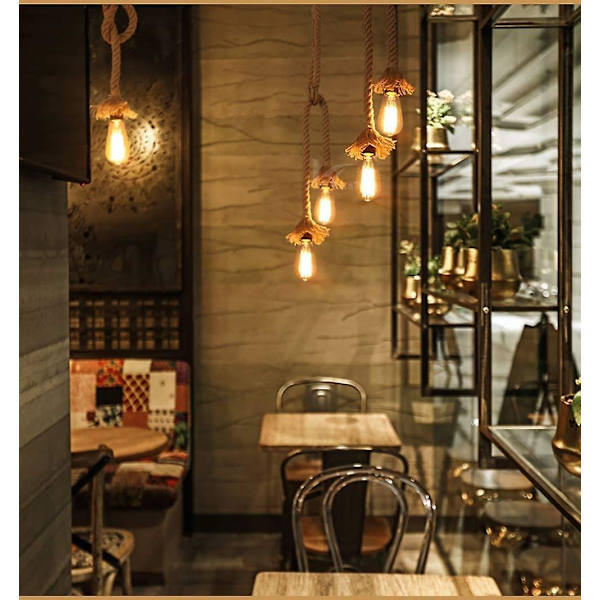 Diy Hemp Rope Retro Industrial Chandelier,retro E27 Edison Style Lamp