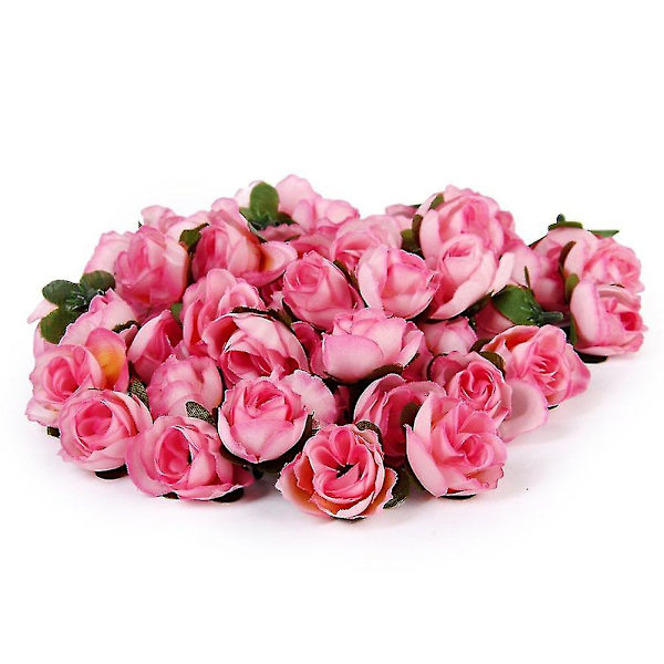 3cm tekoruusuja kukkapäät hääkoristelu (vaaleanpunainen) 50PCS
