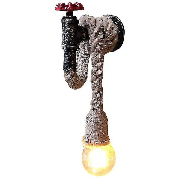 Vägglampa Hampa Rep Vattenrör Industriell ljusarmatur Retro Creative Vägglampa Lampa E27 Sockel Dekorativ belysning