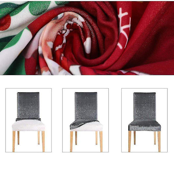 Weihnachten Stuhlhussen 4er Set Stretch Stuhlbezug Universal Moderne Xmas Festlich Hu