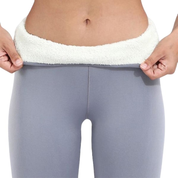 Kvinnor Vinter Leggings Hög midja Varmfodrad Tjock ogenomskinlig Tights Stretch Bottom Thermal Tight Leggings För Höst Vinter Light Gray 2XL