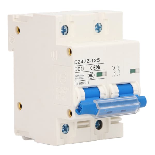 2P Mini Afbryder 10KA Brydeevne Solcelle PV System 80A DC1000V Blå Kontakt