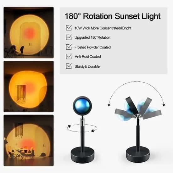Solnedgangsprojeksjonsbordlampe - Svart - USB Oppladbar - LED - Samtidsdesign
