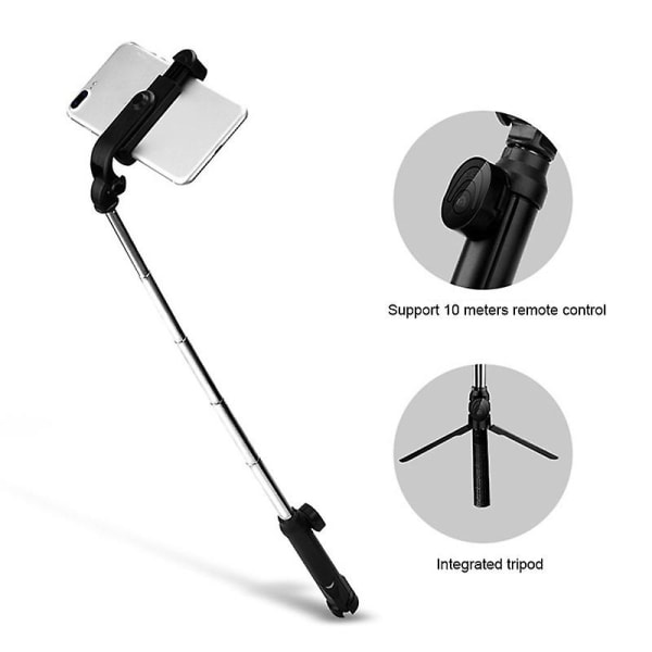 Selfie Stick Stativ Bluetooth Bærbar Holder Aluminiumslegering Teleskopisk Til Mobiltelefon Pink