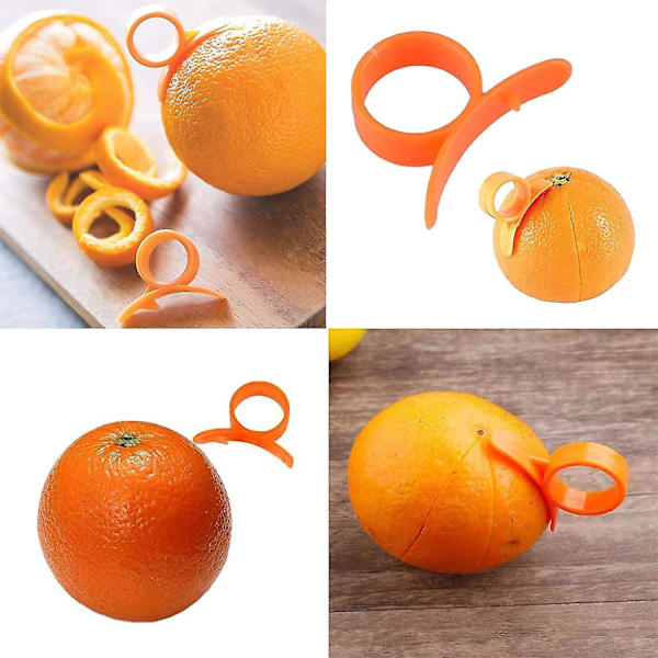 2 kpl Citrus Zester Peeler, appelsiinin kuorintakone sitrushedelmienpoistoaine muovinen hedelmäleikkuri (oranssi)