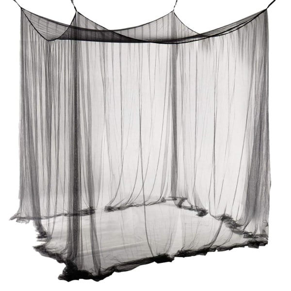 Polyester Canopy Beautiful Bed Canopy Size Mosquito Net For Double Bed (black)