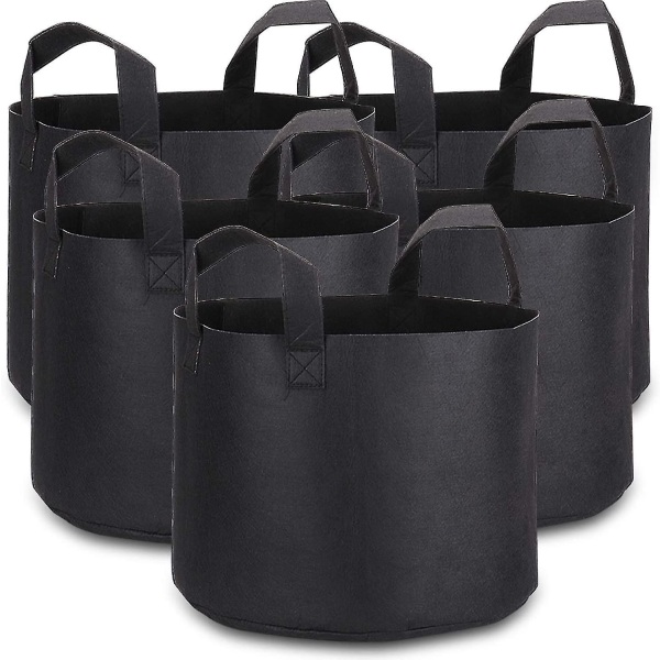 Hem 5 gallon odlingspåsar med växtetiketter, 5-pack kraftigt tyg