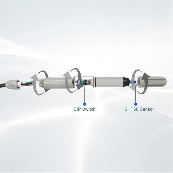 RS485 Temperatur- og fugtighedstransmitter Kanalsensor Integreret temperatur- og fugtighedstransmitter Grey