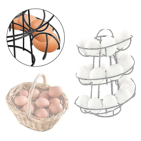 Hhcx-kitchen Spiral Egg Holder Stand Rack Storage Holds Practical Tool Sliver gray