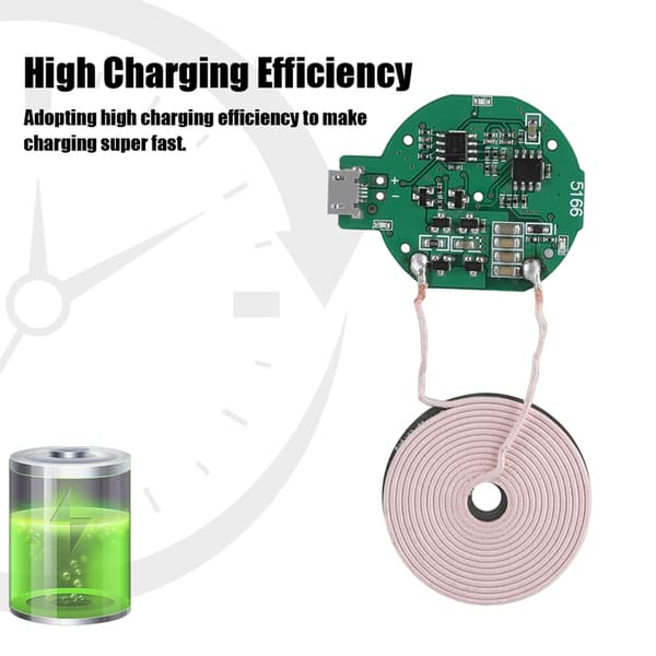 Effektiv Mini QI Trådløs Ladermodul - 2-8 mm Overføring