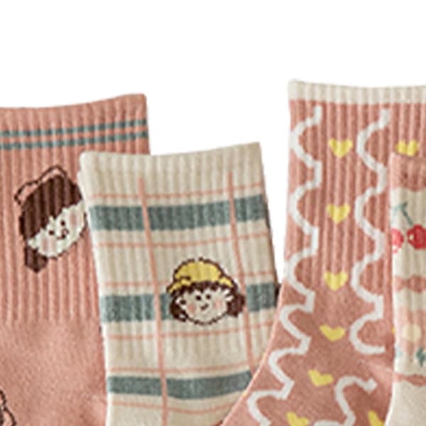 Barn Flickor Tecknat Mönster Bomull Mellanvad Strumpor för Höst Vinter