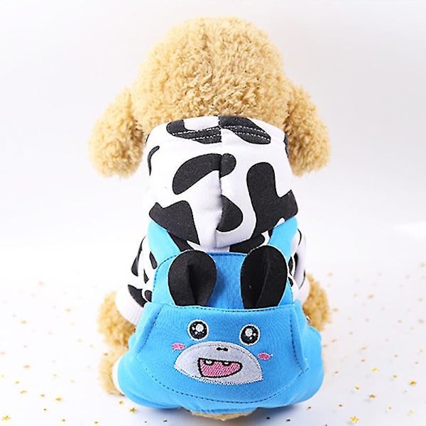 Husdjurskläder Andningsbara hundkläder Slitstarka mjuka hundar Valpkläder med sött print för husdjur Nytt Cow Lake Blue M