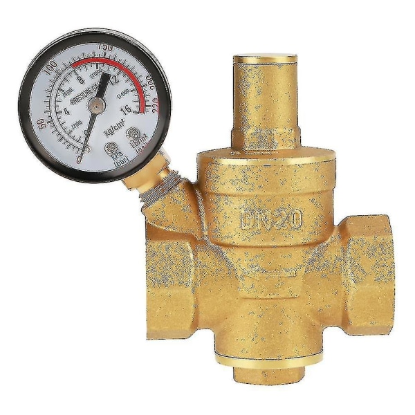 Adjustable Water Pressure Reducer Dn20, Brass Regulator + Water Pressure Gauge (dn20)