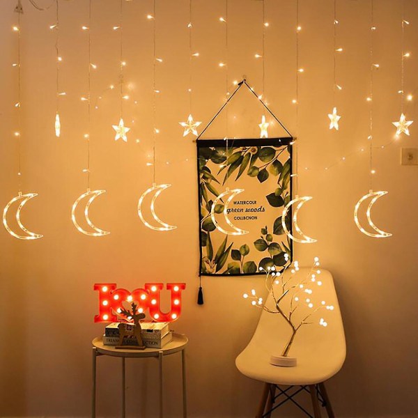 Ramadan Star LED-lampa String Light Dekoration Gardin Light Bröllop Neon Multicolor