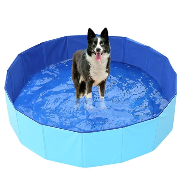 Bärbar inomhus utomhus Pvc Pet Swimming Pool Hopfällbar Kiddie Dog Cat Badkar Blue 80 cm x 20 cm