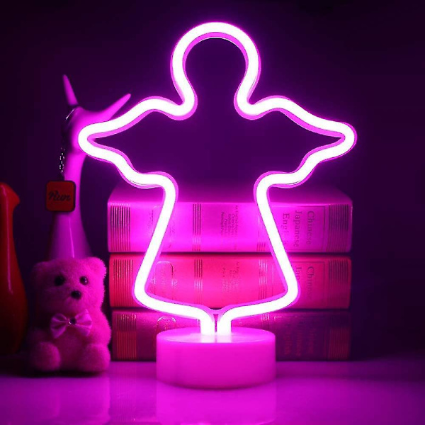 Led Neonskyltljus Med Hållare Bordsdekoration Nattlampa Med Batteri För Fest Angel
