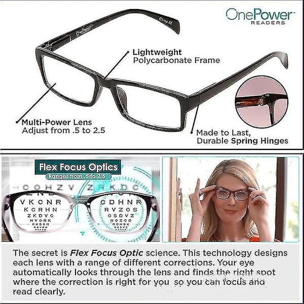 One Power Readers Autojustering Bifokale Lesebriller Multifocal +50 Til +250