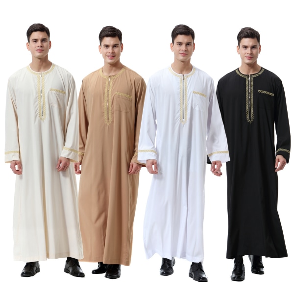 Mænd Muslim Saudi Robe Kaftan Dubai Tunika Lang Top Bluse Thobe