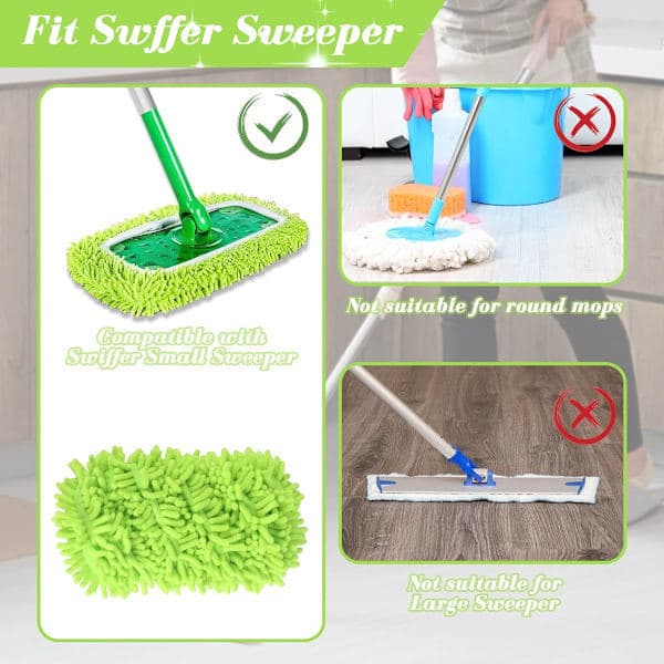 [BQ]Stykker mikrofiber moppeklude til Swiffer Sweeper Moppe Refill Dampmoppe, Genanvendelige Vaskbare Moppepuder til Flisegulve
