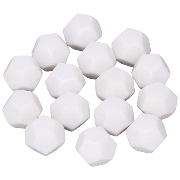 30 stk 12-sidige blanke terninger hvite plast polyedriske terninger sett 2,2 cm for utdanning og underholdning