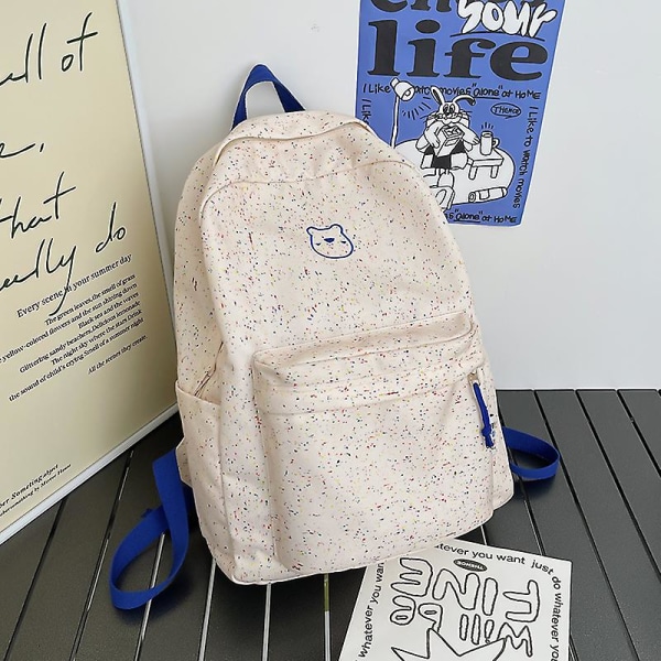 Sej tegneseriebroderi Kvinder rygsæk Vandtæt nylon skuldertaske til kvinder Kawaii rejsebogtaske skoletaske til teenagepiger colors with pendant