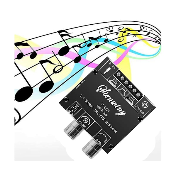 -lt21 2.1-kanals Bluetooth förstärkarkort 15w+15w+30w med subwooferratt Justering av kodarljud Black