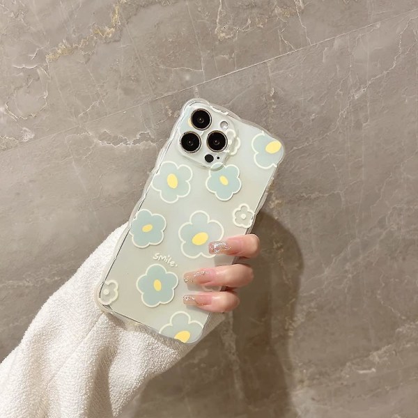 Fodral För Iphone 13, Mjuk Tpu Bumper Söt tryckmönster Design Kvinnor Flickor Skyddande puhelinfodral För Iphone 13 (6,1 tum), grön blomma