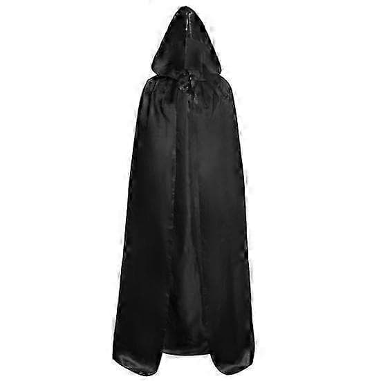 Halloween-kappe til børn til kostume, middelalderlig troldmandskåbe med hætte sort black 130cm