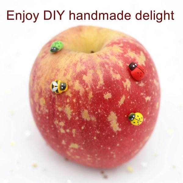 100 stk Mini Wood Bee Ladybug Fargerik Med Lim Hjem Kjøleskap Veggdekorasjon Gjør-det-selv Håndlaget Barnegave Festtilbehør blue ladybug