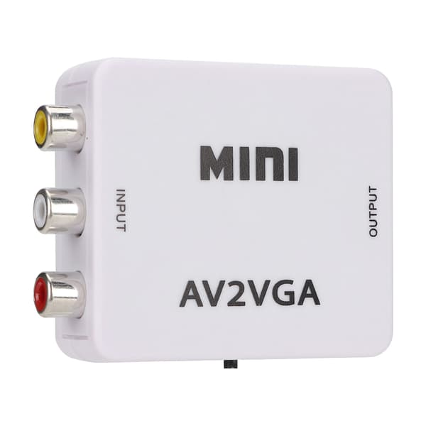Mini komposit AV til VGA-adapter TV-boks Audio Video Konverterer - Hvit