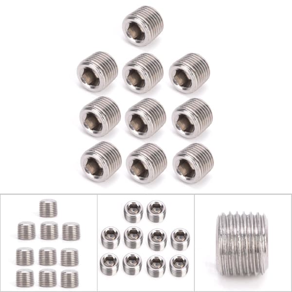 10 stk. 304 rustfritt stål rørfittingsplugg Hode Hann-gjenge BSPP Hex Plugg Hode 3/8in