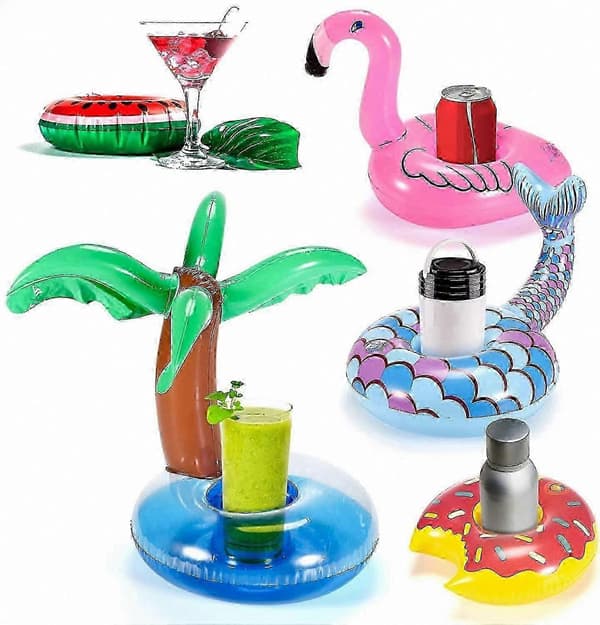 17-pack uppblåsbara dryckeshållare, poolmuggflottar med luftpump för poolparty