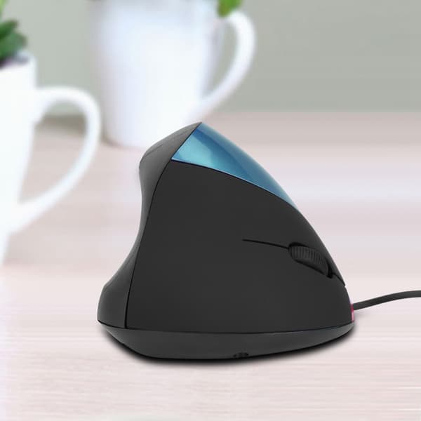 Ergonomisk vertikal USB-kablet mus med håndledsstøtte - 1600DPI - Blå - til PC-spil til bærbar computer
