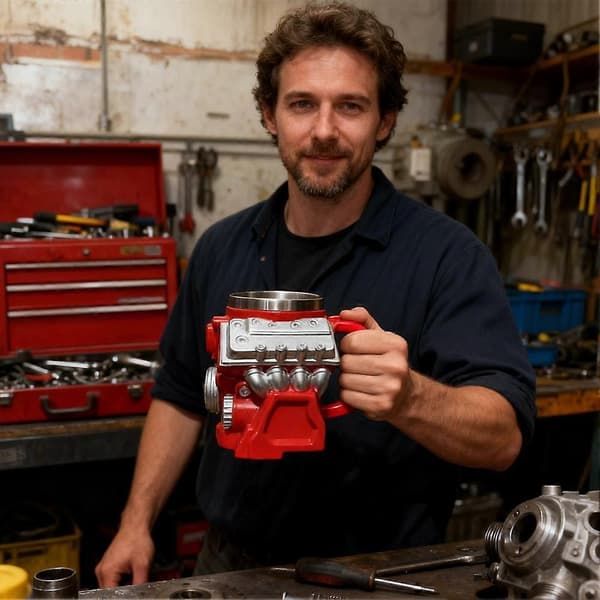 【BQ】V8-motor kaffekopp passer for bilentusiaster