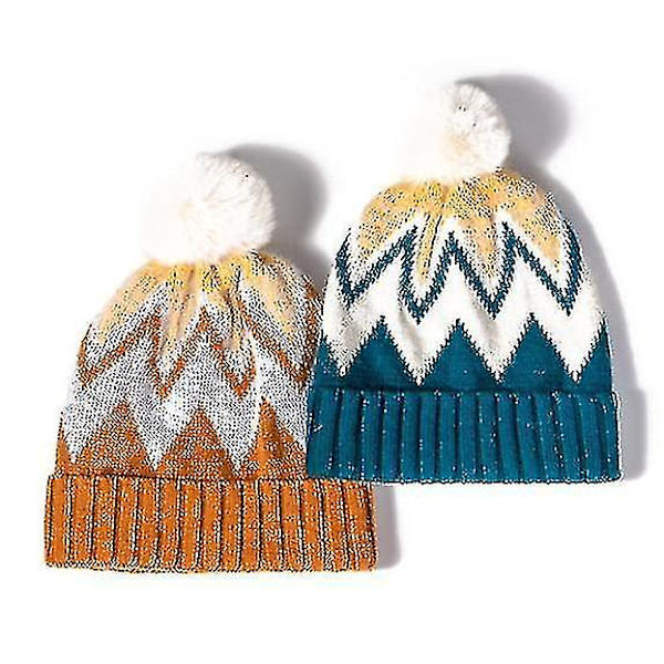 Hhcx-Womens Beanie Hats Faux Fur Pom Beanie Vinterlue orange