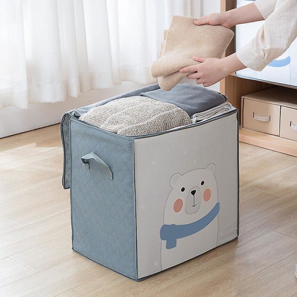 Förvaringsväska för hushållsquilt, förvaring av kläder efterbehandling Baghorisontal grå Light Blue