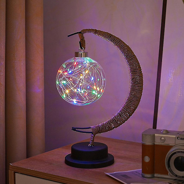Dekorativ bordslampa, Moon Night Lamp Winding Bomullstråd Led Light Lamp style 5
