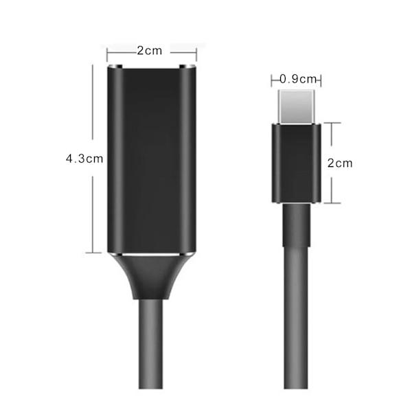 USB C til HDMI Adapter 4K Aluminium Legering Skal USB C til HDMI Display Interface Kabel Sort