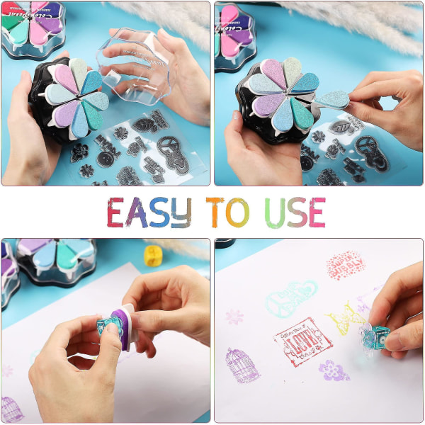 Stamp Pad Set Of 8 Petals Ink Pad Fingerprints Set For Paper Crafts Fabric Painting Crafts C