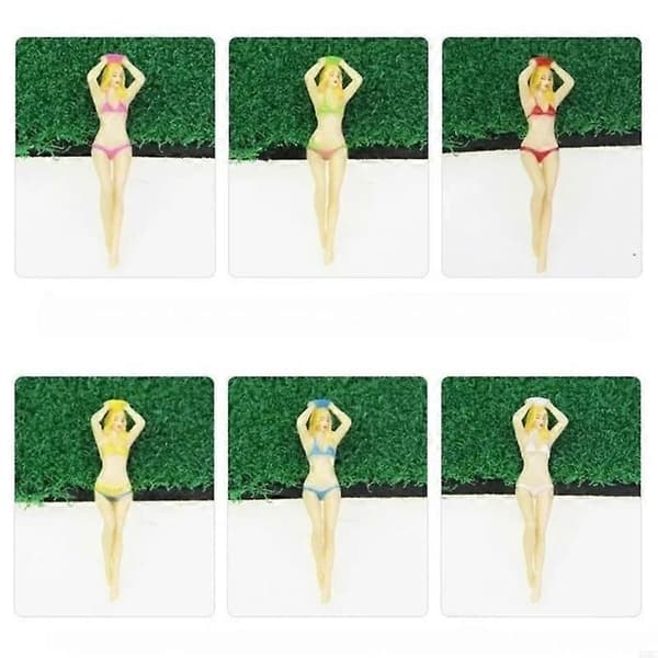 【BQ】Specialformede golf-tees i 6 blandede nuancer, fast plastik til banespil