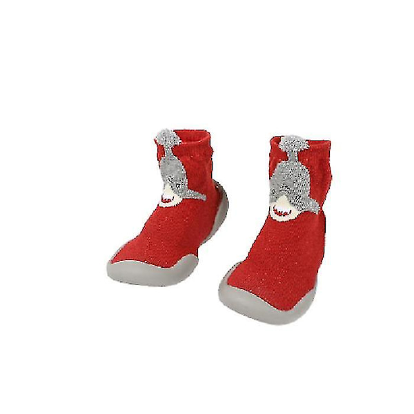 Baby Småbørn Anti-slip Slipper Gulv Åndbar Tykke Vinter Varme Sko Sokker Red shark 26and27