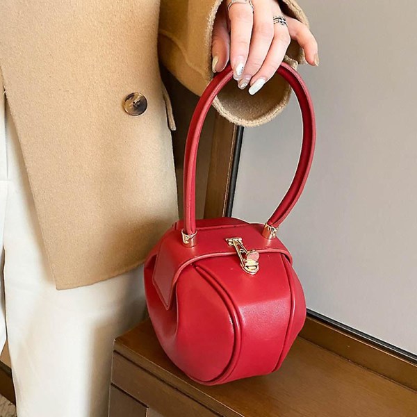 A Main Lyx Designer Handväska Kvinnor Liten Rund Design Läder Handväska För Kvinnor 2023 Mode Bowling Väska Handväska Kopplingar Vit Handväska White Handbag